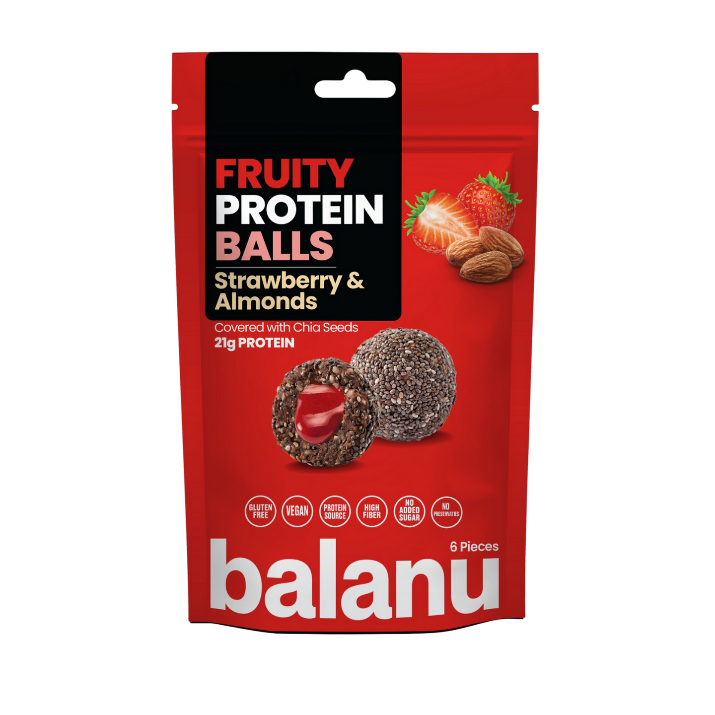 Balanu Fruity Protein Balls Strawberry & Almonds 110 g-0