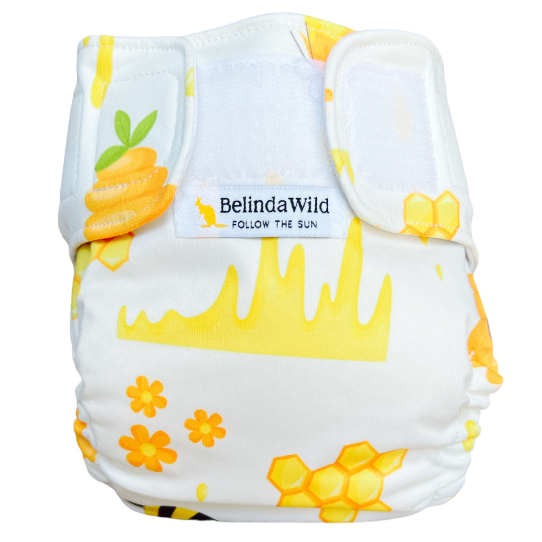 Pannolino Lavabile Hybrid Pocket | con Athletic Wicking Jersey - Honey Bees - One Size-0